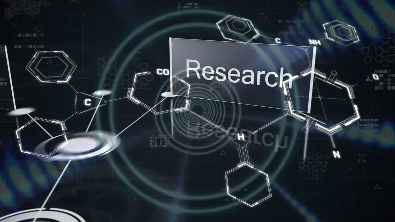 어두운 배경에서 데이터 처리와 연결 네트워크의 애니메이션