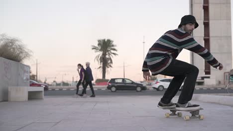 skateboarding trick in urban setting