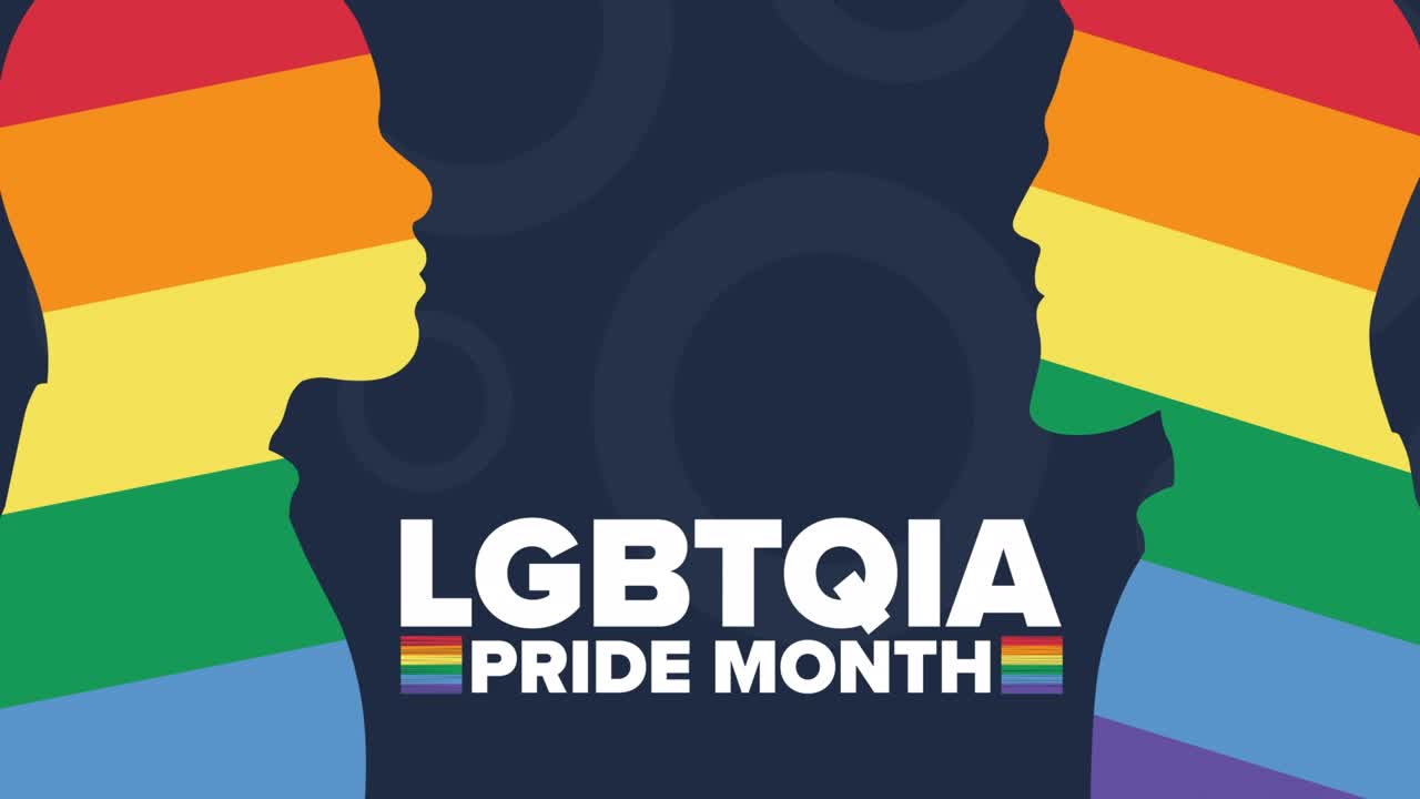 June is LGBTQIA Pride Month. Flat holiday animation. Motion graphic design. 4K, HD loop footage.