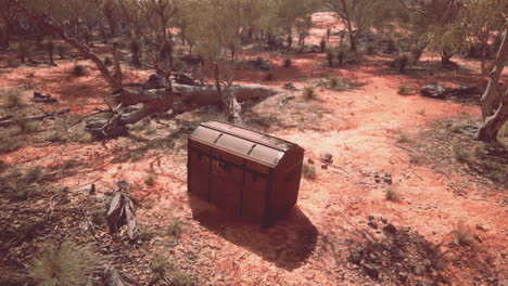 Closed-wooden-treasure-chest-on-sandy-beach