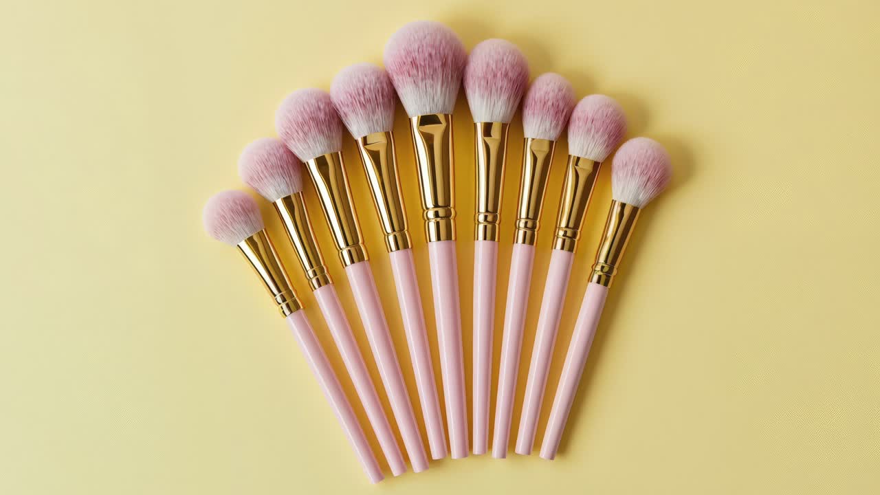 Pink and Gold Makeup Brushes
