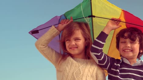 happy childs playing with kite