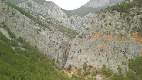 towering rocky mountainscape at sapadere canyon on the east of alanya, turkey