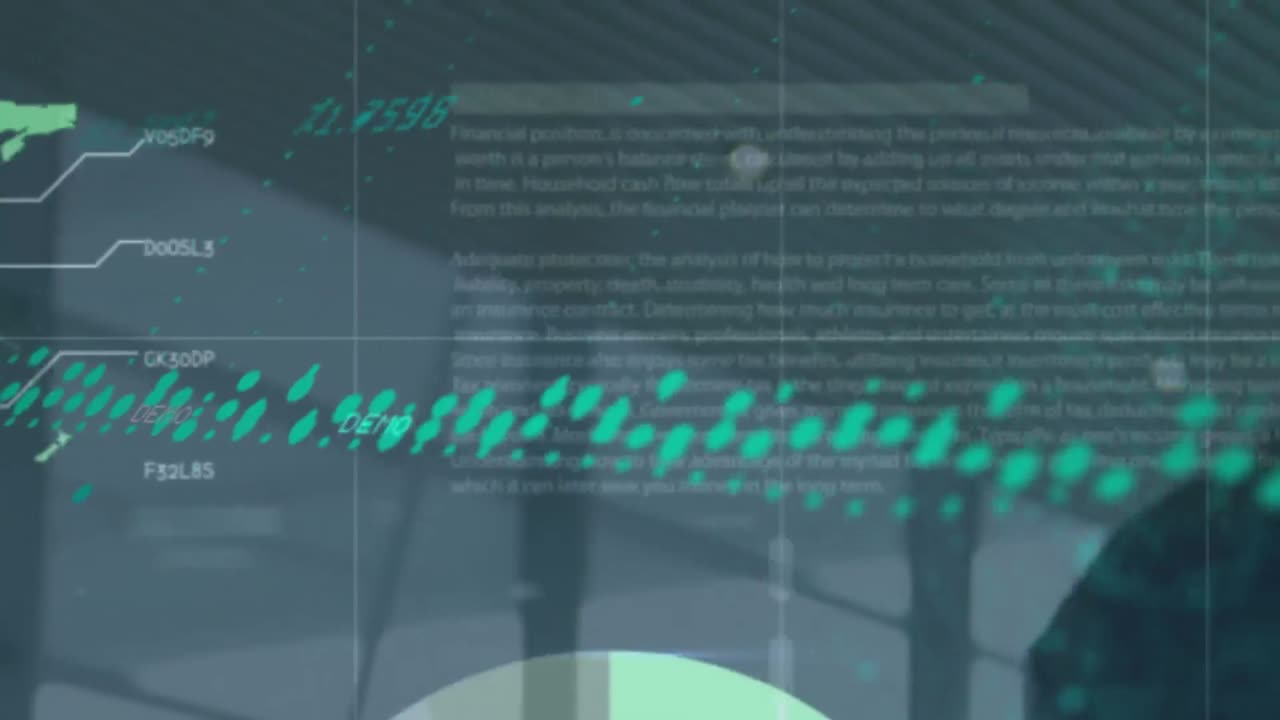 Animation of data processing over diverse business people in office