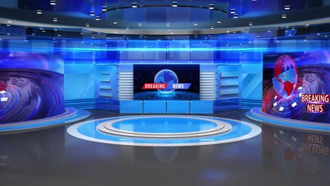 3d virtual news studio background loop