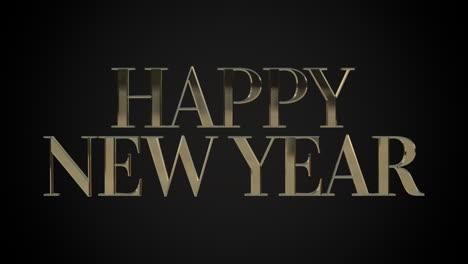 happy new year gold text on black gradient