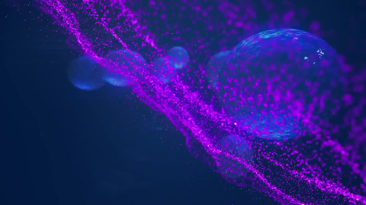 Animation of dynamic wave pattern over multiplying human body cells against abstract background