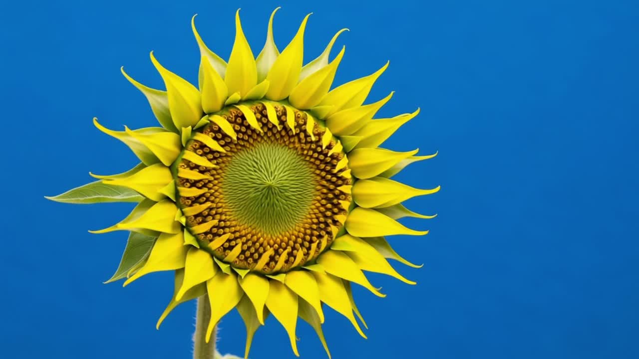 The Stunning Transformation of a Sunflower: From Bud to Bloom Against a Clear Blue Sky