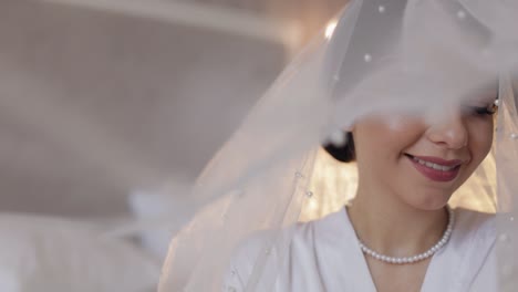 beautiful bride wearing a veil