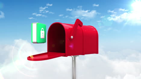 Lock-icon-in-the-mailbox-on-blue-sky-background