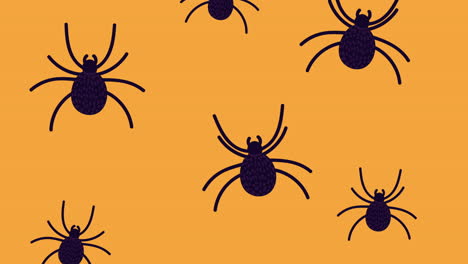 feliz animación de halloween con patrón de arañas
