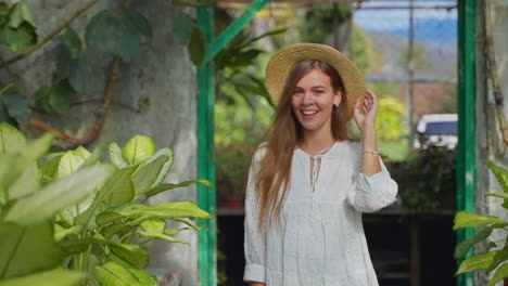 woman in a greenhouse