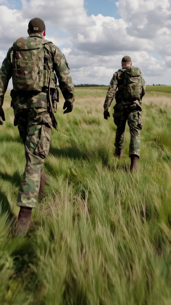 Soldiers on Patrol in a Field