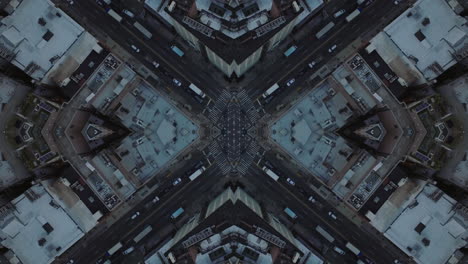 Blick-Aus-Der-Vogelperspektive-Auf-Straßen-Und-Gebäude-Im-Stadtbezirk.-Abstraktes-Digital-Zusammengesetztes-Filmmaterial-Mit-Computereffekt