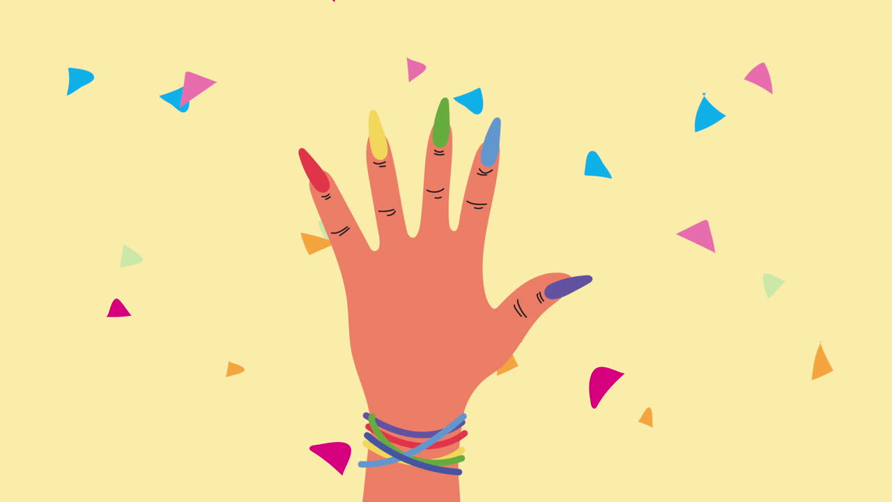 장식 된 손 을 가진 다채로운 손