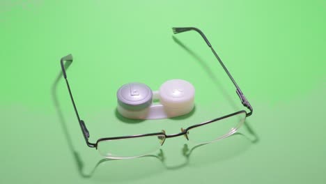 eyeglasses versus lenses isolated chromakey contraposition convenience and flaws