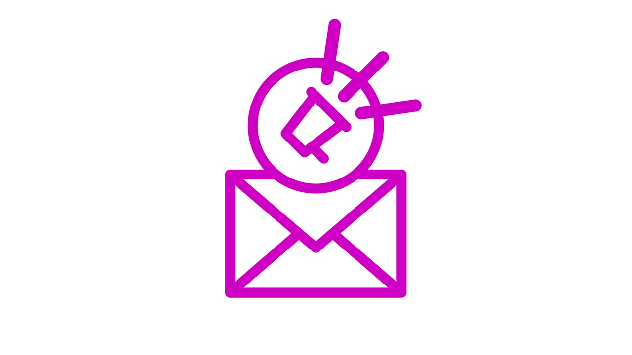 Animeret ikon for e-mailmarketing med megafon