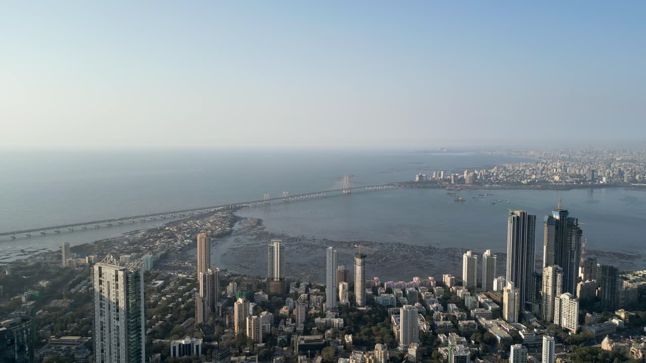 Worli sea link Mumbai bird eye view drone shot
