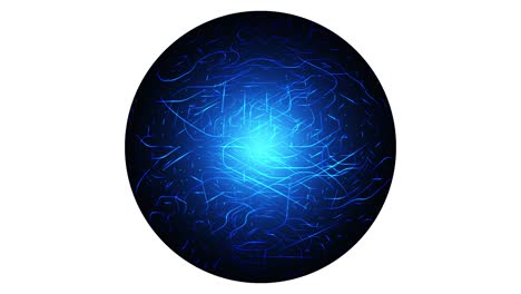 glowing high energy particles flowing inside a sphere isolated over transparent background