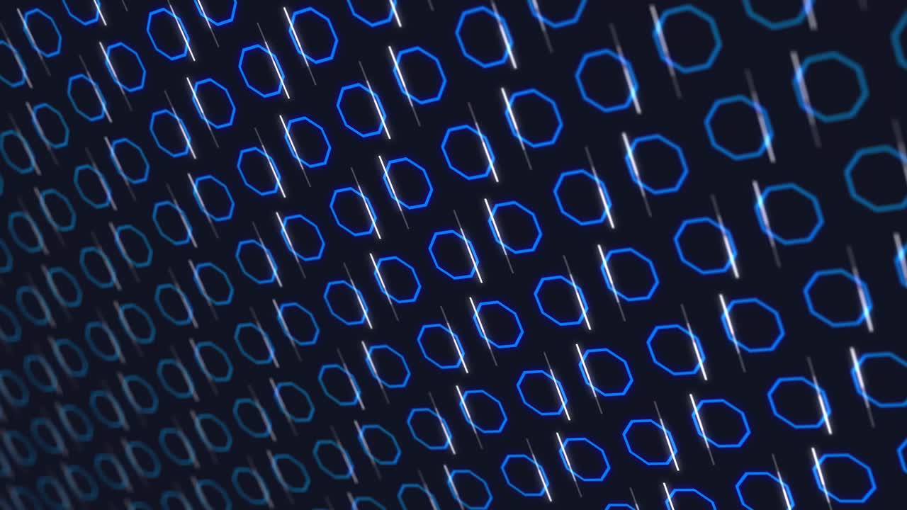 Futuristisk, abstrakt baggrund med blå ottekanter og forbindelseslinjer