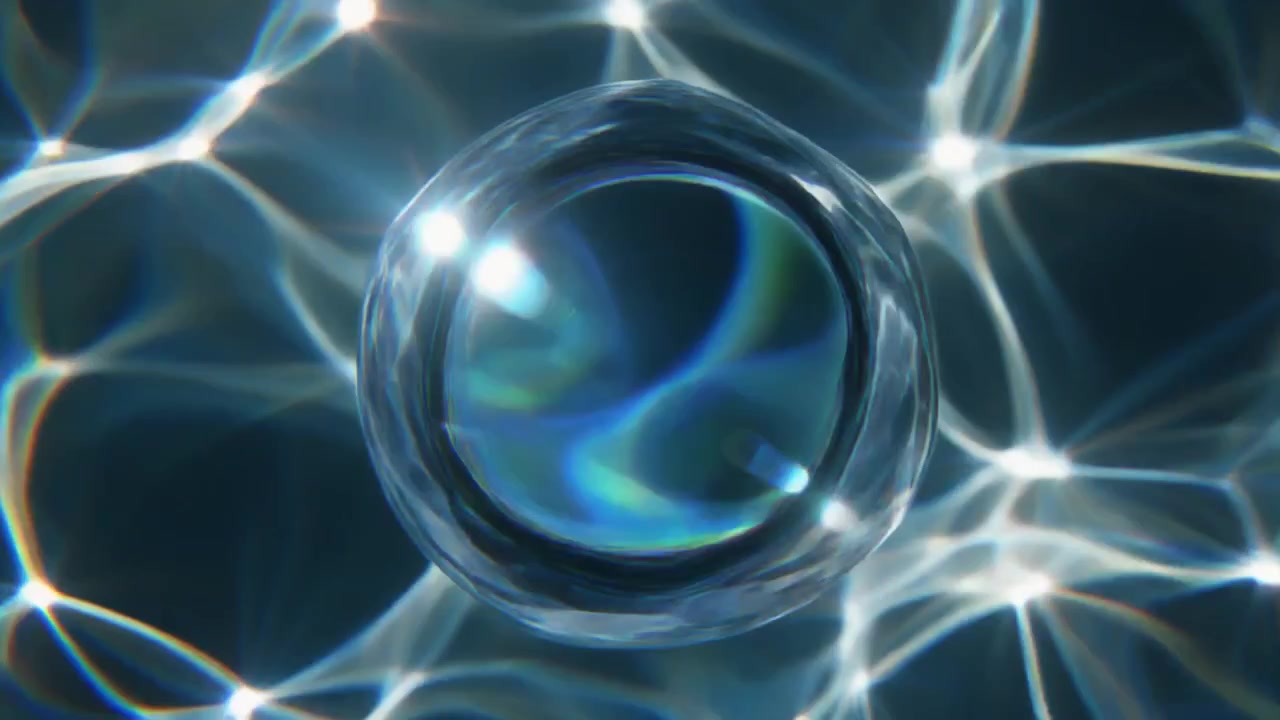 Abstract Floating Water Sphere with Caustic Light Reflections