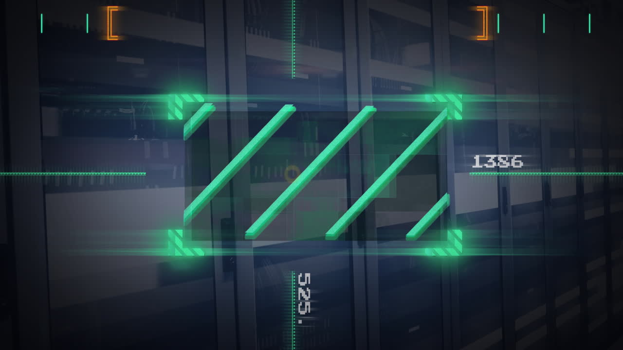 animación de procesamiento de datos digitales y servidores informáticos