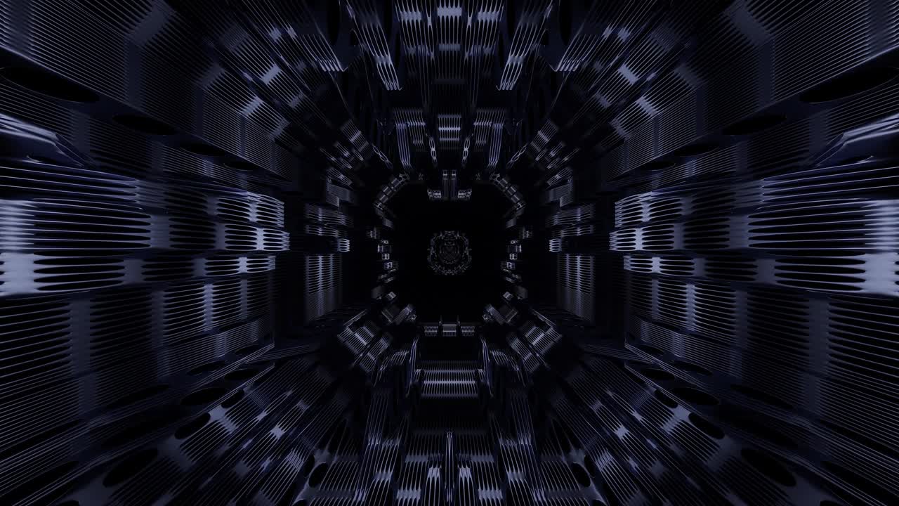 atmospheric wire-frame design tunnel corridor with lights and shadows 3d illustration live wallpaper motion background visual samples vj loop