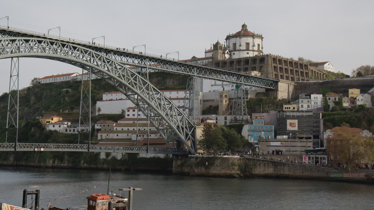 Dom Luis I Bridge And Mosteiro da Serra do Pilar In Porto, Portugal. - wide shot