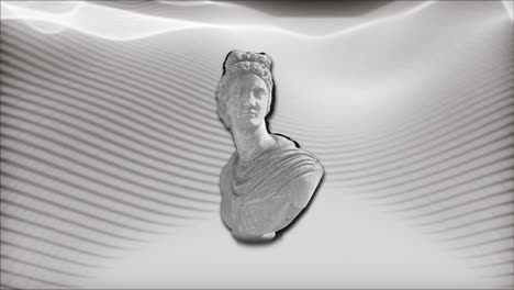 Animation of sculpture and white shapes moving on black background