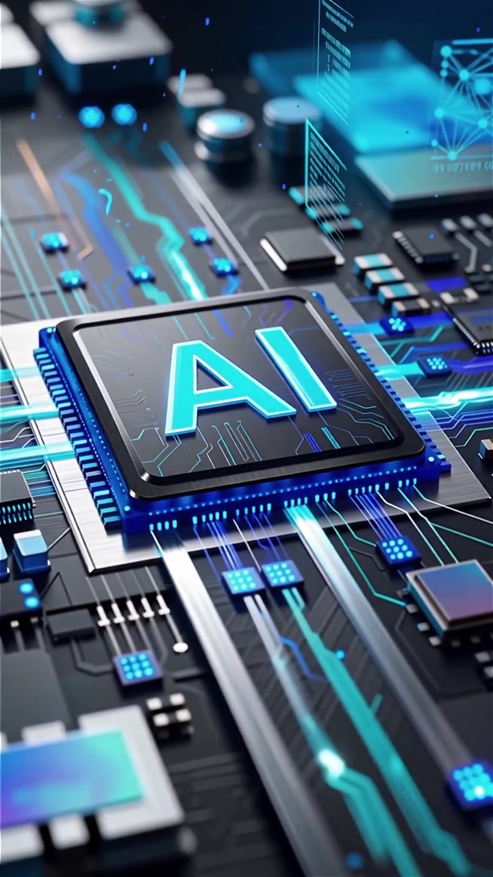 Futuristic AI Chip Motherboard Technology Background