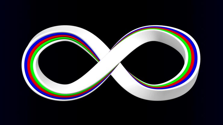 Infinity sign turn around. 3D rendering.
