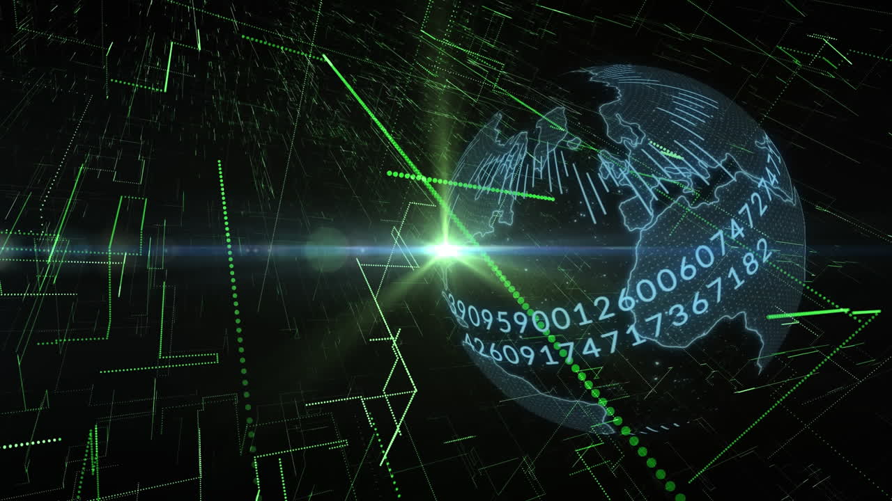 animación del globo con conexiones a través de una red de conexiones