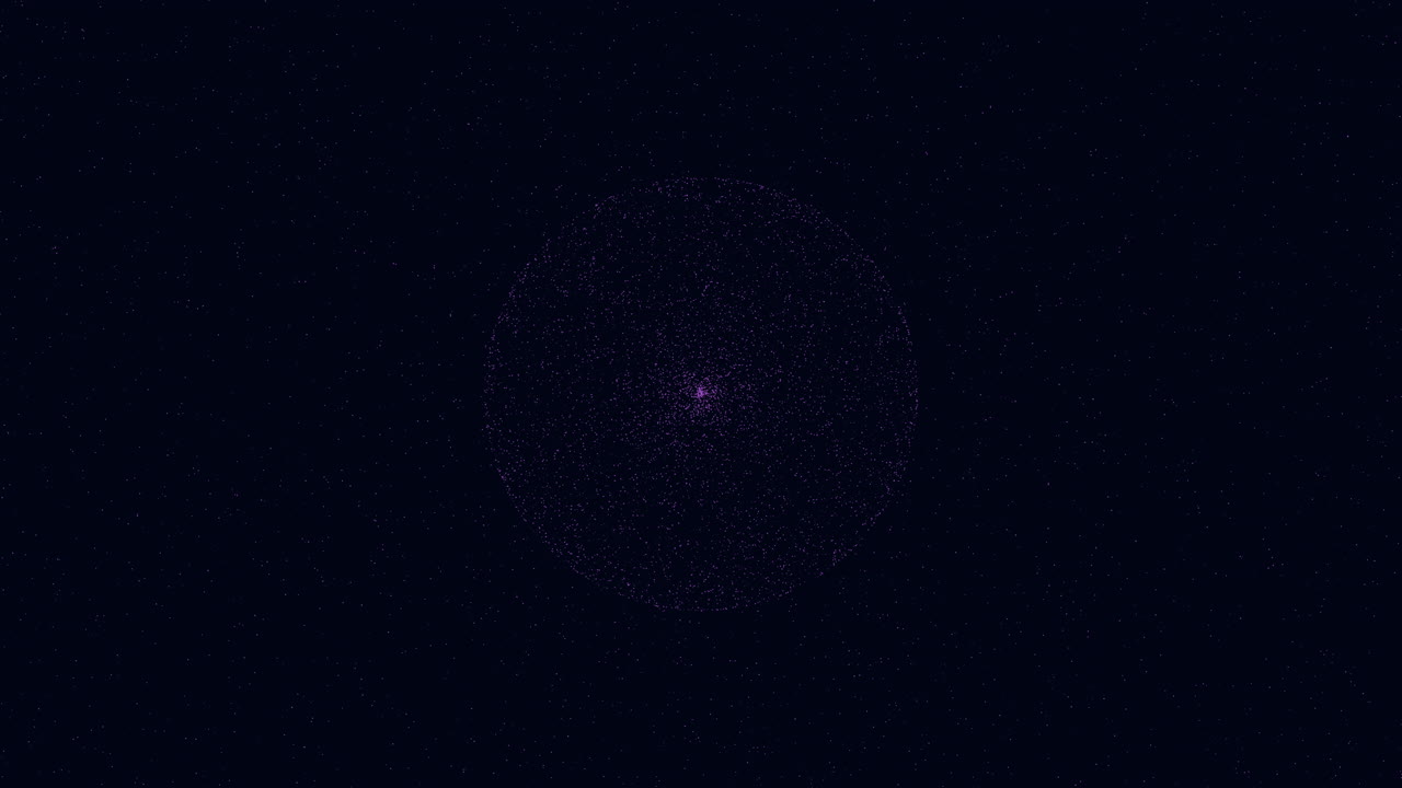 círculo púrpura misterioso con un punto central en fondo negro