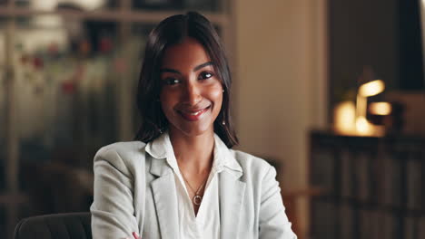 Smile,-night-and-face-of-business-woman