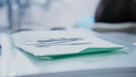 dental tools on table in dentist office