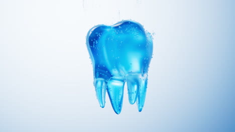 transparent blue tooth and water bubbles underwater, 3d rendering.