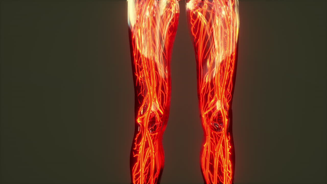 혈액 순환을 보여주는 인간 해부학 스캔의 분석