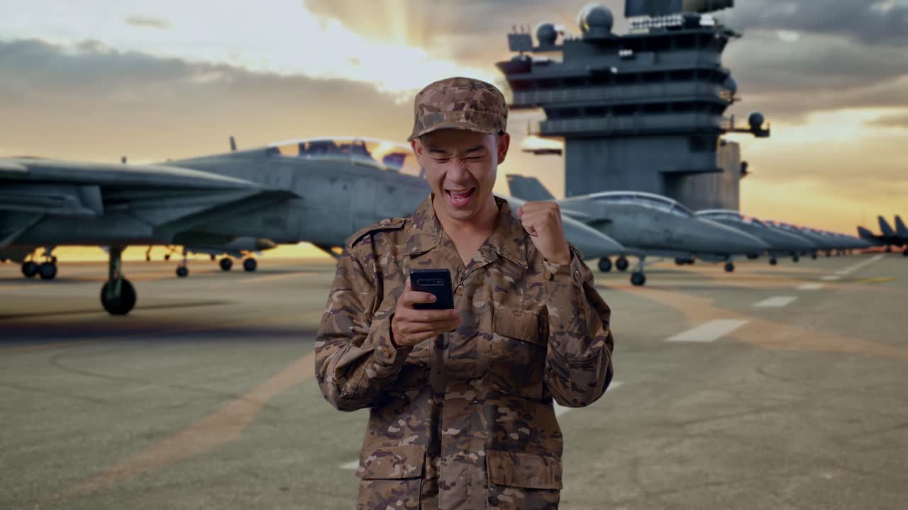 Military Personnel Celebrating on Aircraft Carrier