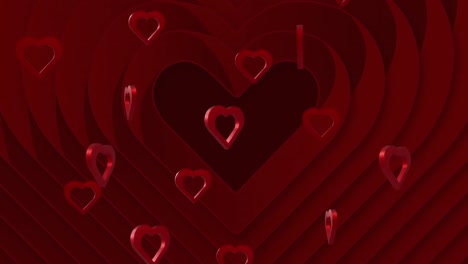animation of red hearts on red background