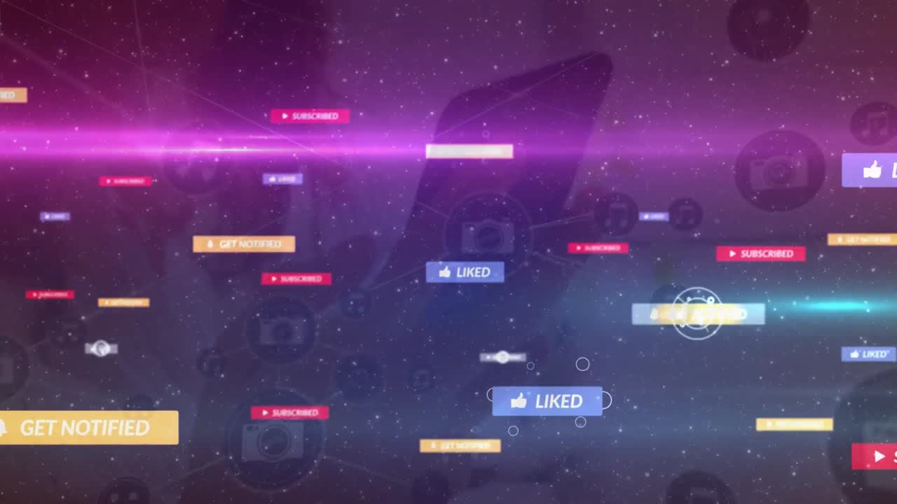 스마트 폰을 사용하는 두 인종 여성에 대한 미디어 아이콘과의 연결 네트워크의 애니메이션