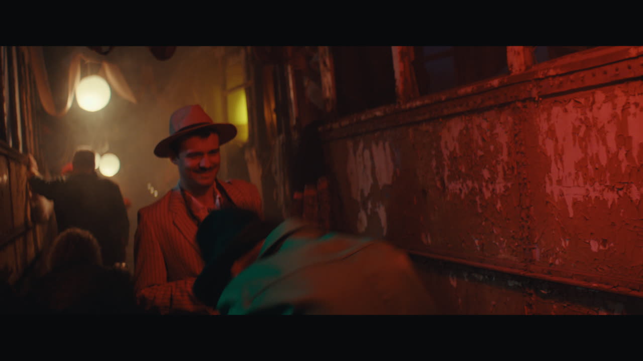 A man walks through the gypsy circus camp