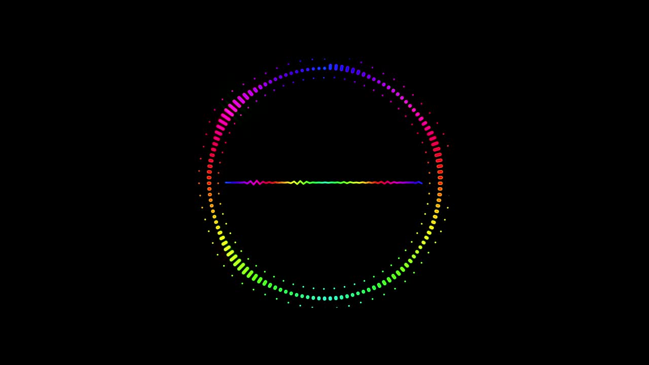 equalizador de audio de círculo 4k fondo. niveles de control de música. multicolor y loopable. gráfico de movimiento y animación de fondo.