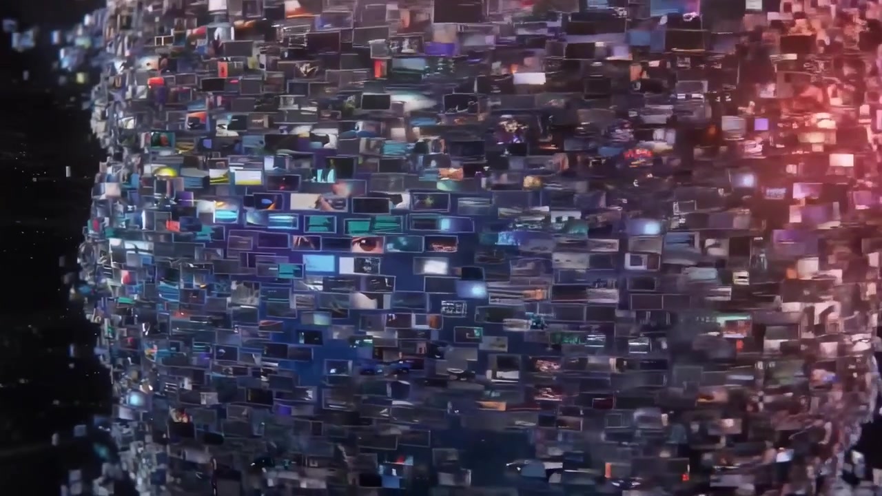 Artificial Intelligence Head Formed by Digital Screens