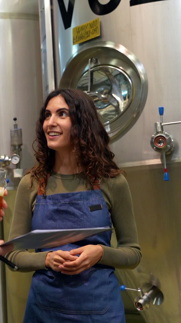 People at a brewery with beer