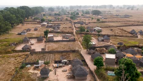 thatched roof traditional village in senegal africa