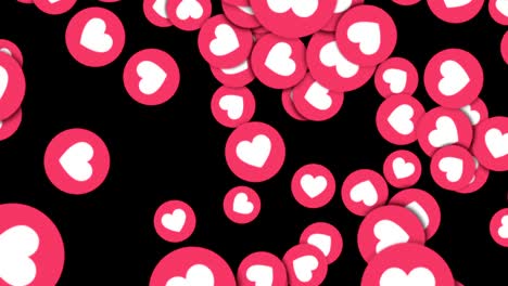 el corazón cae como la animación, el renderizado, el fondo, con el canal alfa, el bucle, 60 fps