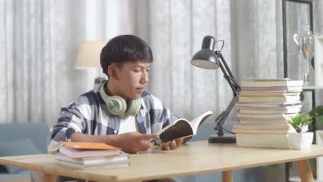 student reading at home