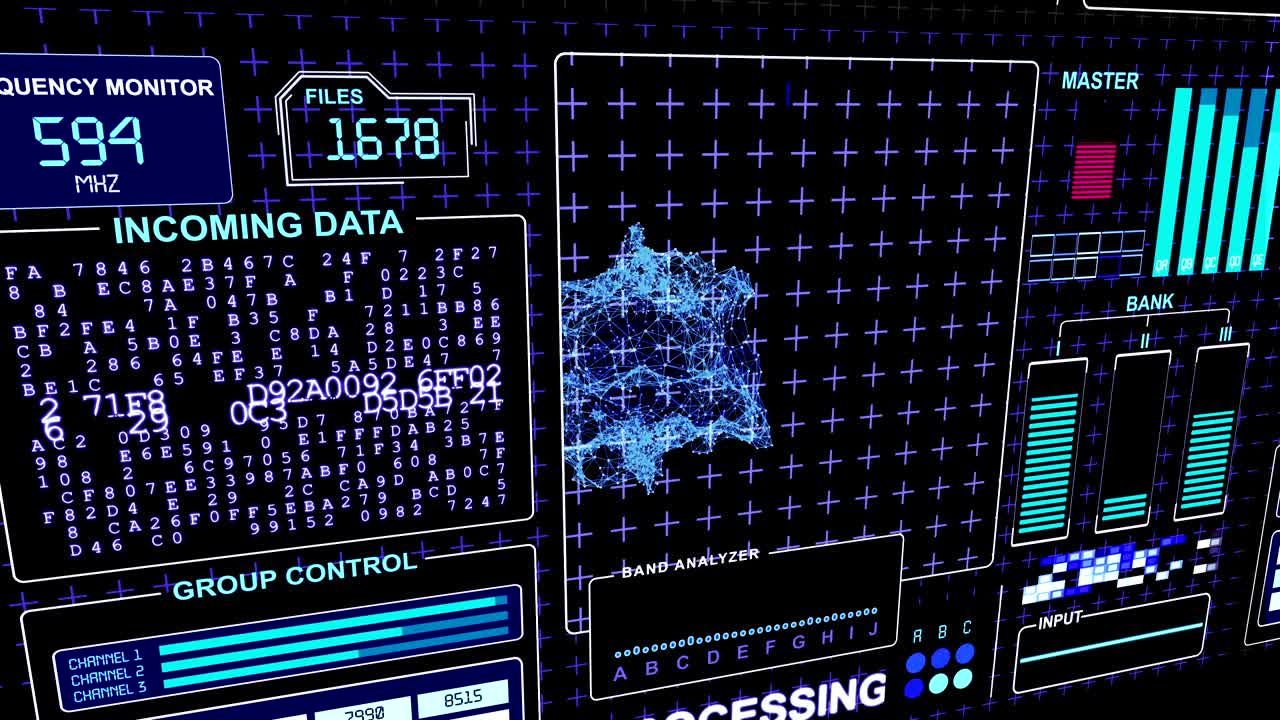 Word "Danger" flickes on a HUD Futuristic technological background