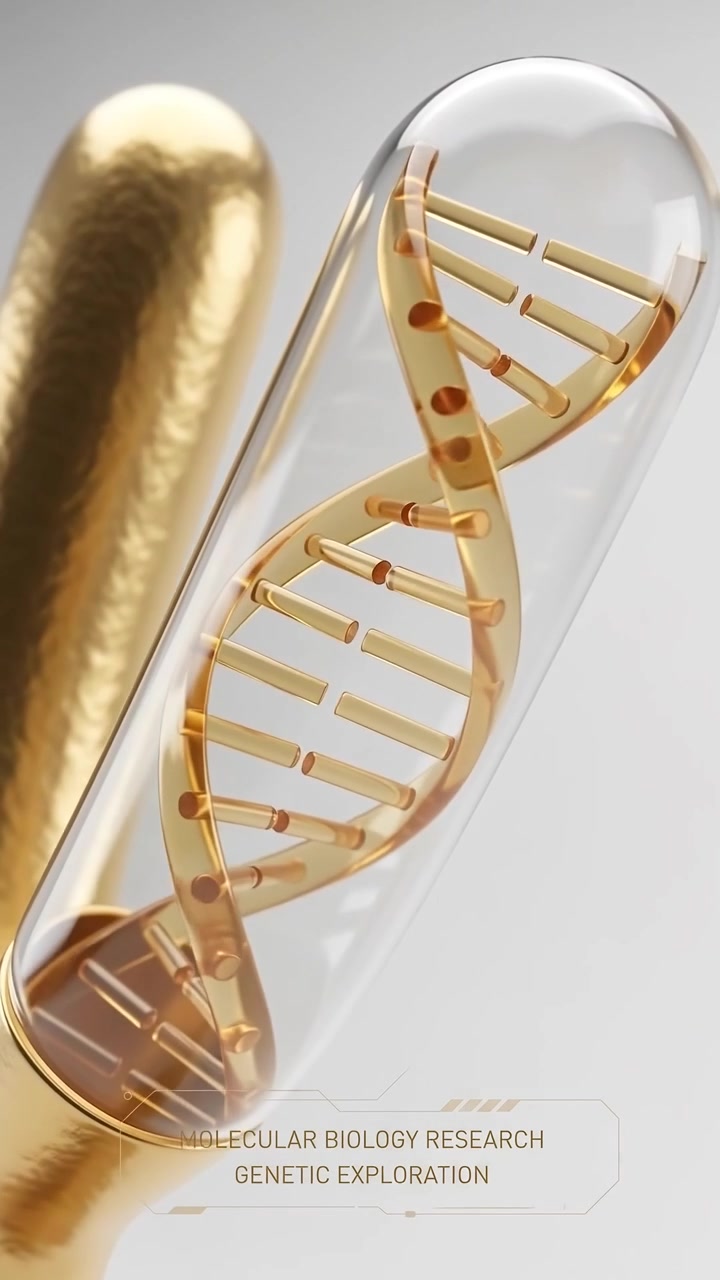 Animazione 3D di cromosoma dorato e struttura a elica del DNA