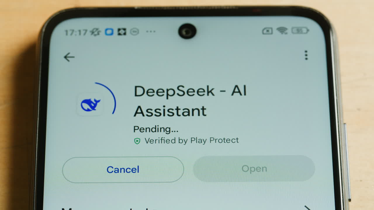 Smartphone Display Showing DeepSeek AI Assistant App